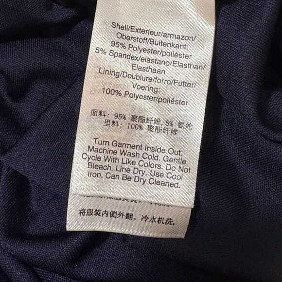 DKNY Dress Womens 8 Blue Floral Short Sleeve Ruched Jersey Sheath Knee Length - Picture 6 of 6